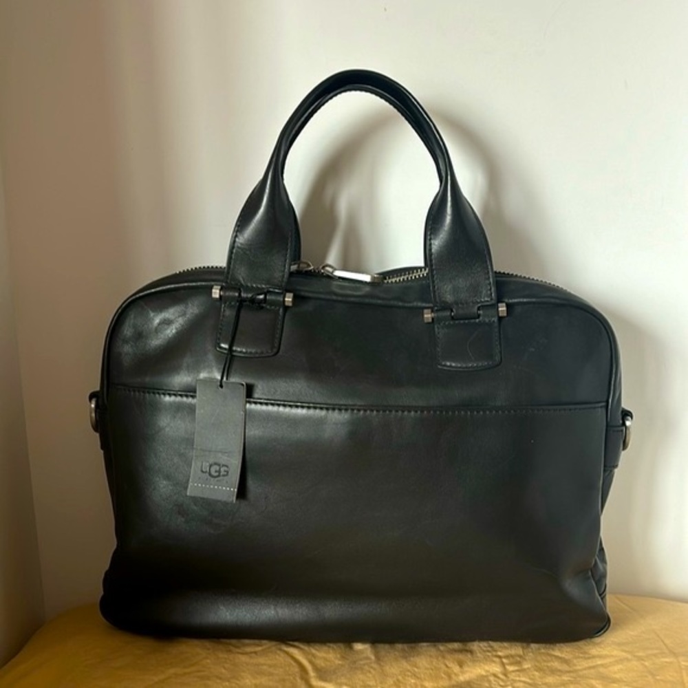Ugg Branford Slim Black Leather Briefcase Laptop Bag